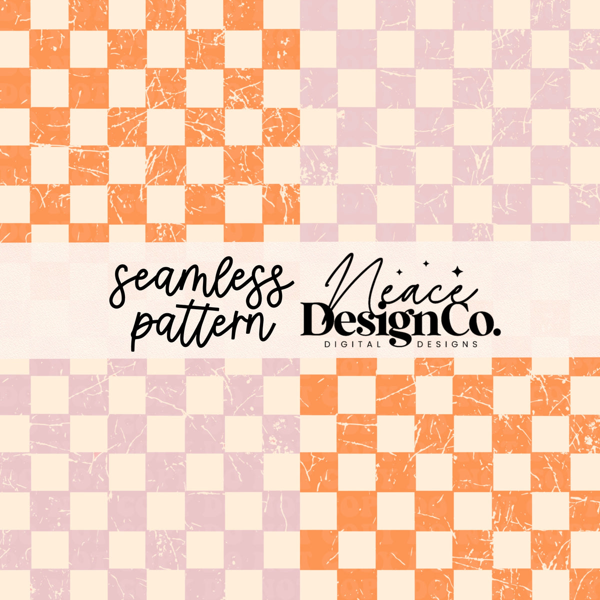 Orange and Pink Fall Checkered Seamless Digital PNG