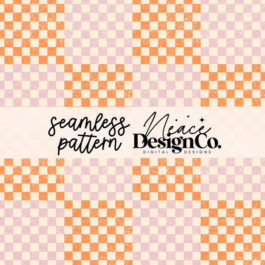 Orange and Pink Fall Checkered Seamless Digital PNG