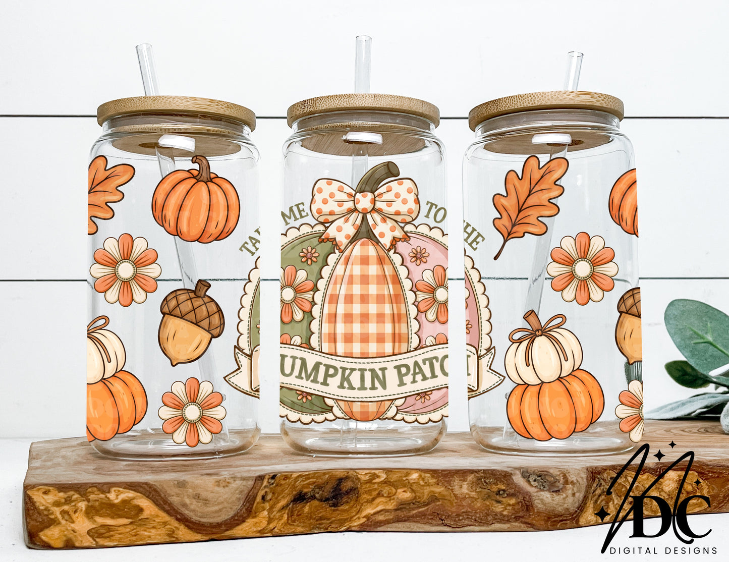 Take me to the Pumpkin Patch Glass Can Wrap Digital PNG