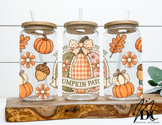 Take me to the Pumpkin Patch Glass Can Wrap Digital PNG