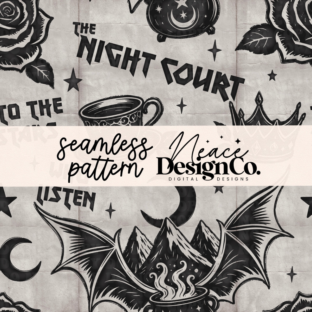 The Night Court Gray Seamless Digital PNG
