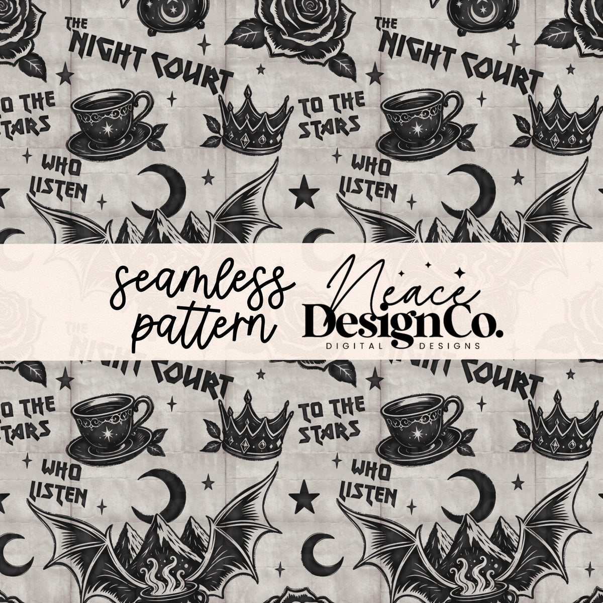 The Night Court Gray Seamless Digital PNG
