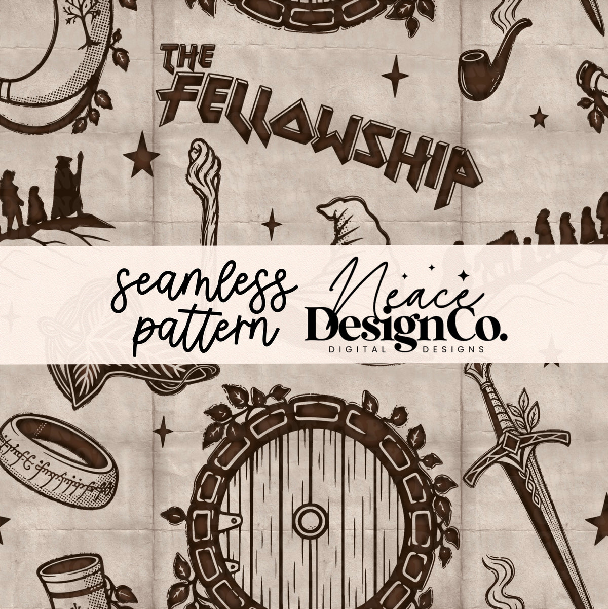 The Fellowship Brown Seamless Digital PNG