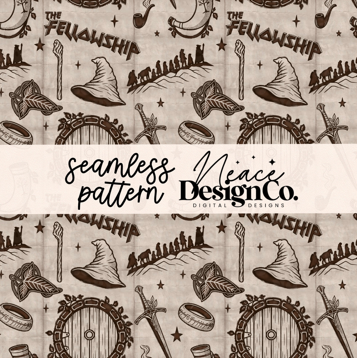 The Fellowship Brown Seamless Digital PNG
