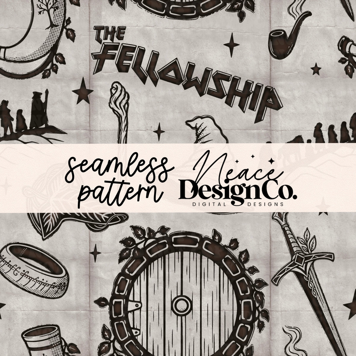 The Fellowship Gray Seamless Digital PNG