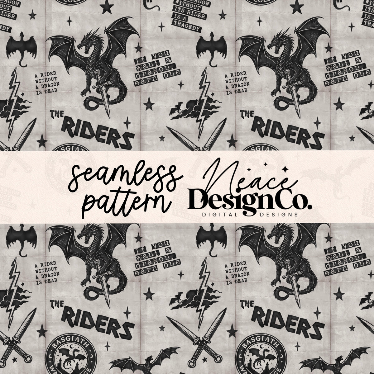The Riders Gray Seamless Digital PNG