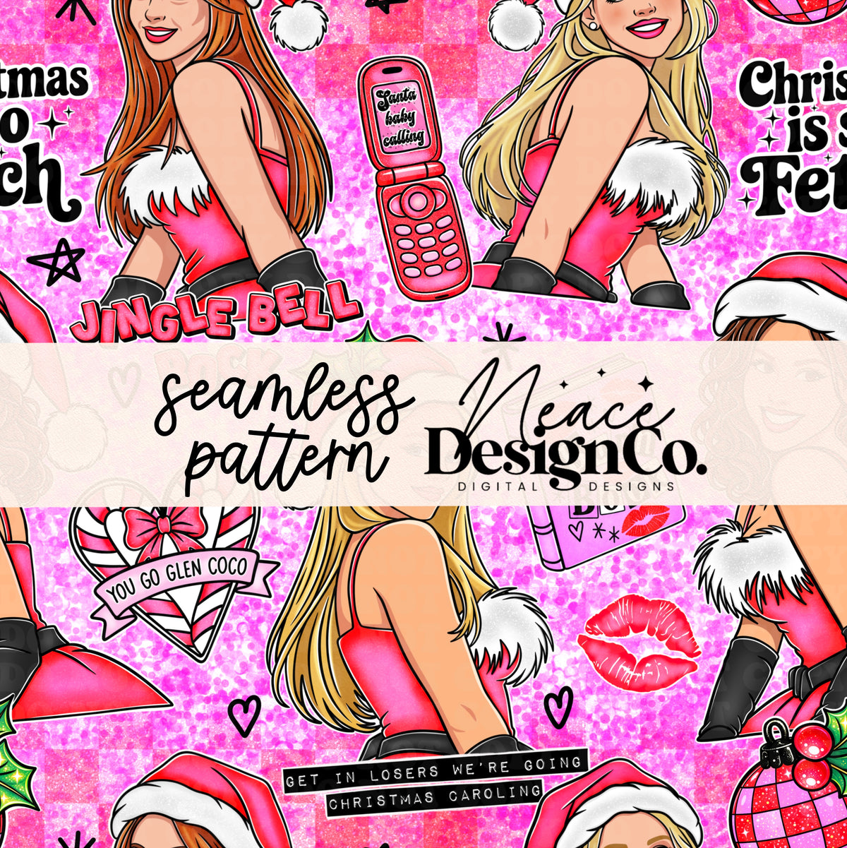 Mean Girls Jingle Bell Rock Seamless Digital PNG
