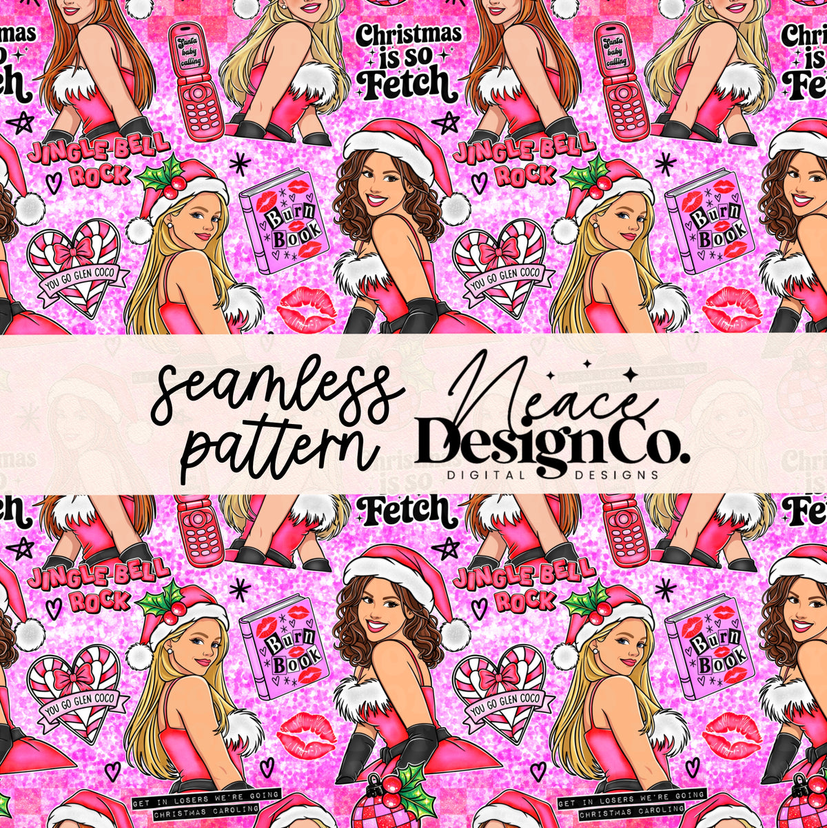 Mean Girls Jingle Bell Rock Seamless Digital PNG