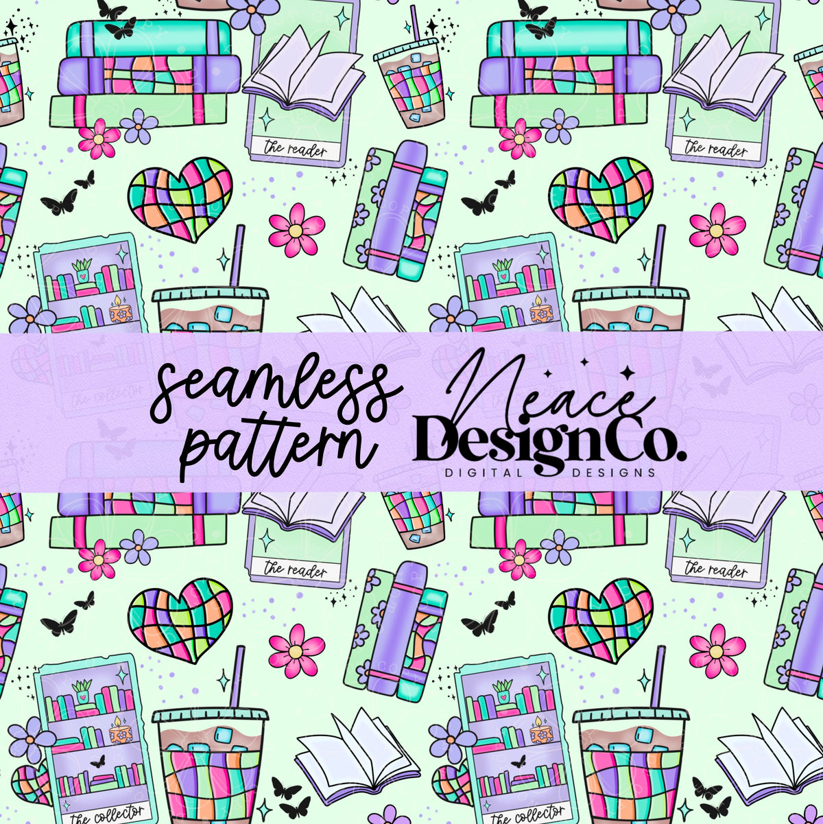 Bookish Tarot Seamless Pattern Digital PNG – Neace Design Co. Digital ...