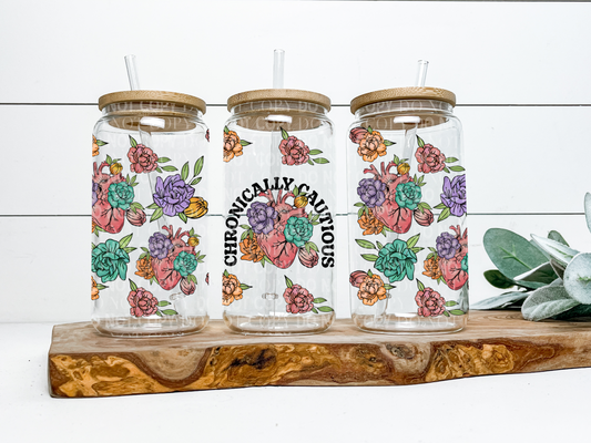 Chronically Cautious 16oz Glass Can Wrap Digital PNG